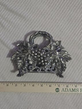 Silver Grape Cluster Leaf Napkin Holder